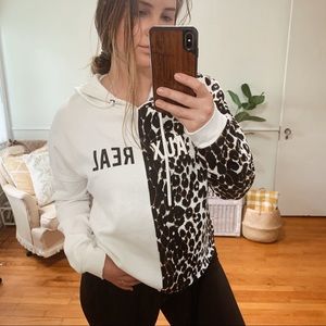 Betsey Johnson | Faux Real Leopard Print Hoodie XL